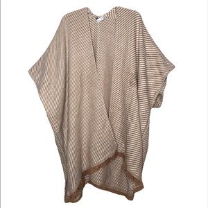 **SALE** AERIE | Tan Cream Knit Duster Open Front Sweater Fringed *READ*